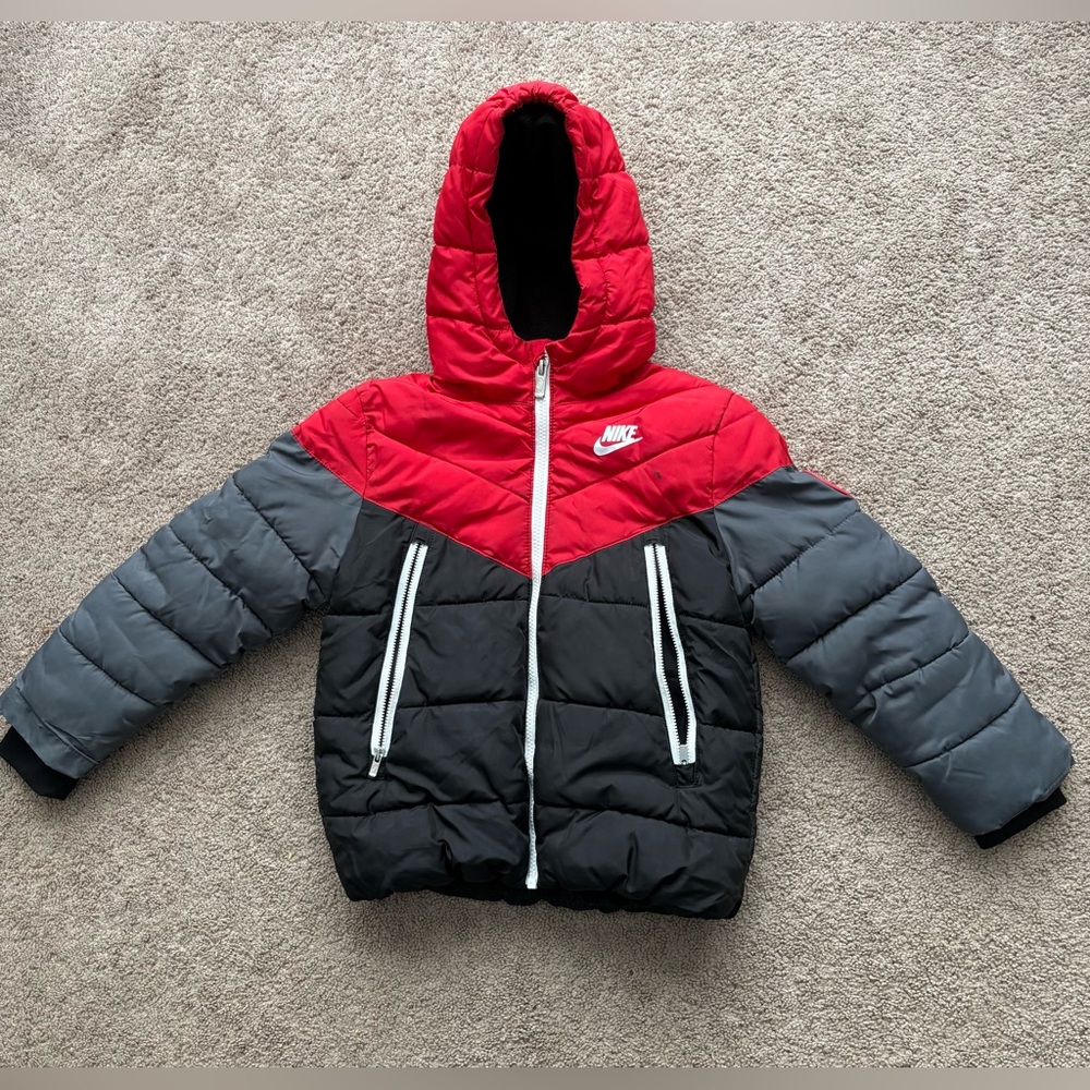 Nike Red, Gray, and Black Puffer Jacket